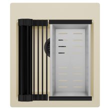 HD Infinity Beige 43 egymedencés gránit mosogatótálca szett, matt fekete csepegtetőráccsal és krómozott kosárral, soft bézs színben, matt fekete leeresztő szifonnal