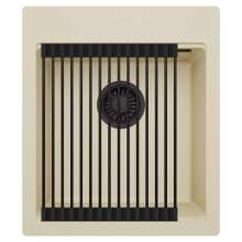 HD Infinity Beige 43 egymedencés gránit mosogatótálca szett, matt fekete csepegtetőráccsal, soft bézs színben, matt fekete leeresztő szifonnal