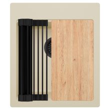 HD Infinity Beige 43 egymedencés gránit mosogatótálca szett, vágódeszkával, matt fekete csepegtetőráccsal, soft bézs színben, matt fekete leeresztő szifonnal