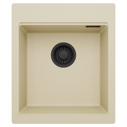 HD Infinity Beige 43 egymedencés gránit mosogatótálca, soft bézs színben, matt fekete leeresztő szifonnal