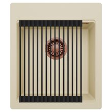 HD Infinity Beige 43 egymedencés gránit mosogatótálca szett, matt fekete csepegtetőráccsal, soft bézs színben, szálcsiszolt réz leeresztő szifonnal