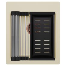 HD Infinity Beige 43 egymedencés gránit mosogatótálca szett, acél csepegtetőráccsal és matt fekete kosárral, soft bézs színben, szálcsiszolt réz leeresztő szifonnal