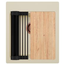 HD Infinity Beige 43 egymedencés gránit mosogatótálca szett, vágódeszkával, matt fekete csepegtetőráccsal, soft bézs színben, szálcsiszolt réz leeresztő szifonnal