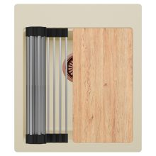 HD Infinity Beige 43 egymedencés gránit mosogatótálca szett, vágódeszkával, acél csepegtetőráccsal, soft bézs színben, szálcsiszolt réz leeresztő szifonnal