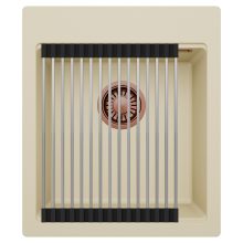 HD Infinity Beige 43 egymedencés gránit mosogatótálca szett, acél csepegtetőráccsal, soft bézs színben, szálcsiszolt réz leeresztő szifonnal