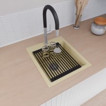 HD Infinity Beige 43 egymedencés gránit mosogatótálca szett, matt fekete csepegtetőráccsal, soft bézs színben