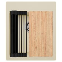 HD Infinity Beige 43 egymedencés gránit mosogatótálca szett, vágódeszkával, matt fekete csepegtetőráccsal, soft bézs színben