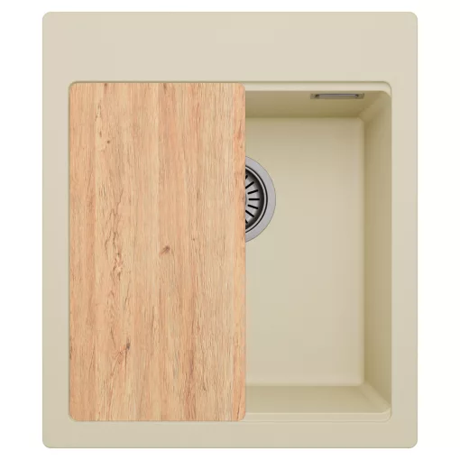 HD Infinity Beige 43 egymedencés gránit mosogatótálca, vágódeszkával, soft bézs színben