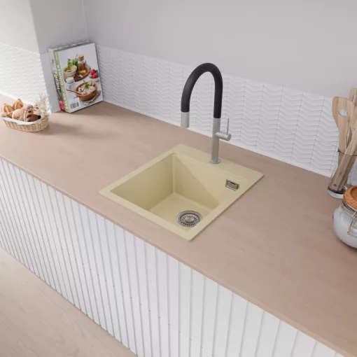 HD Infinity Beige 43 egymedencés gránit mosogatótálca, vágódeszkával, soft bézs színben