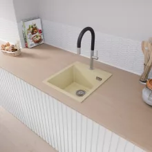 HD Infinity Beige 43 egymedencés gránit mosogatótálca, soft bézs színben