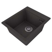 HD Infinity Antracit 43 egymedencés gránit mosogatótálca, vágódeszkával, matt antracit színben, szálcsiszolt króm leeresztő szifonnal