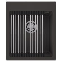 HD Infinity Antracit 43 egymedencés gránit mosogatótálca szett, acél csepegtetőráccsal, matt antracit színben, szálcsiszolt króm leeresztő szifonnal