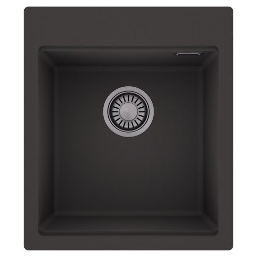 HD Infinity Antracit 43 egymedencés gránit mosogatótálca, matt antracit színben, szálcsiszolt króm leeresztő szifonnal