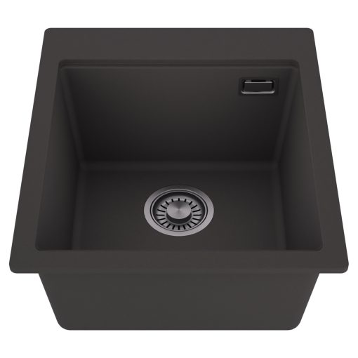 HD Infinity Antracit 43 egymedencés gránit mosogatótálca, matt antracit színben, szálcsiszolt króm leeresztő szifonnal
