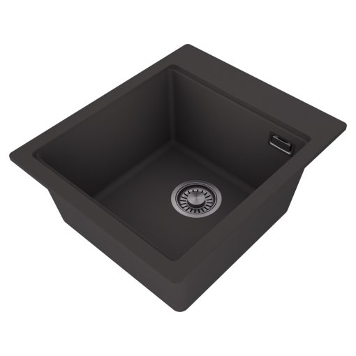 HD Infinity Antracit 43 egymedencés gránit mosogatótálca, matt antracit színben, szálcsiszolt króm leeresztő szifonnal