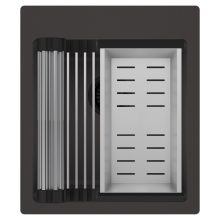 HD Infinity Antracit 43 egymedencés gránit mosogatótálca szett, acél csepegtetőráccsal és kosárral, matt antracit színben, matt fekete leeresztő szifonnal