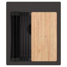 HD Infinity Antracit 43 egymedencés gránit mosogatótálca szett, vágódeszkával, matt fekete csepegtetőráccsal, matt antracit színben, matt fekete leeresztő szifonnal