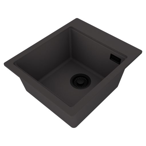 HD Infinity Antracit 43 egymedencés gránit mosogatótálca, vágódeszkával, matt antracit színben, matt fekete leeresztő szifonnal
