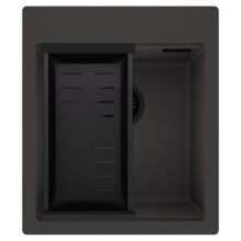 HD Infinity Antracit 43 egymedencés gránit mosogatótálca szett, matt fekete csepegtetőkosárral, matt antracit színben, matt fekete leeresztő szifonnal