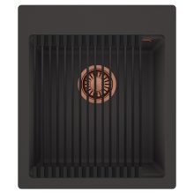 HD Infinity Antracit 43 egymedencés gránit mosogatótálca szett, matt fekete csepegtetőráccsal, matt antracit színben, szálcsiszolt réz leeresztő szifonnal