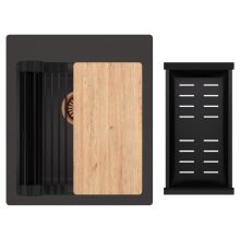 HD Infinity Antracit 43 egymedencés gránit mosogatótálca szett, vágódeszkával, matt fekete csepegtetőráccsal és kosárral, matt antracit színben, szálcsiszolt réz leeresztő szifonnal