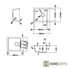 HD Infinity Antracit 43 egymedencés gránit mosogatótálca szett, vágódeszkával, matt fekete csepegtetőráccsal, matt antracit színben, szálcsiszolt réz leeresztő szifonnal