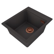 HD Infinity Antracit 43 egymedencés gránit mosogatótálca, vágódeszkával, matt antracit színben, szálcsiszolt réz leeresztő szifonnal