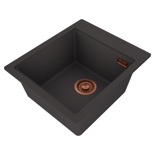 HD Infinity Antracit 43 egymedencés gránit mosogatótálca, vágódeszkával, matt antracit színben, szálcsiszolt réz leeresztő szifonnal