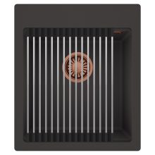 HD Infinity Antracit 43 egymedencés gránit mosogatótálca szett, acél csepegtetőráccsal, matt antracit színben, szálcsiszolt réz leeresztő szifonnal