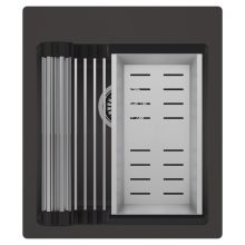 HD Infinity Antracit 43 egymedencés gránit mosogatótálca szett, acél csepegtetőráccsal és kosárral, matt antracit színben