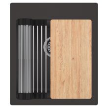 HD Infinity Antracit 43 egymedencés gránit mosogatótálca szett, vágódeszkával, acél csepegtetőráccsal, matt antracit színben