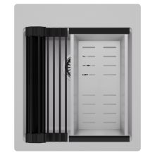 HD Infinity Grey 43 egymedencés gránit mosogatótálca szett, matt fekete csepegtetőráccsal és krómozott kosárral, alpesi szürke színben, szálcsiszolt króm leeresztő szifonnal