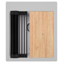 HD Infinity Grey 43 egymedencés gránit mosogatótálca szett, vágódeszkával, matt fekete csepegtetőráccsal, alpesi szürke színben, szálcsiszolt króm leeresztő szifonnal