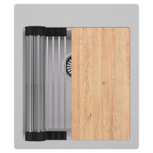 HD Infinity Grey 43 egymedencés gránit mosogatótálca szett, vágódeszkával, acél csepegtetőráccsal, alpesi szürke színben, szálcsiszolt króm leeresztő szifonnal