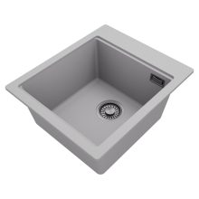 HD Infinity Grey 43 egymedencés gránit mosogatótálca, vágódeszkával, alpesi szürke színben, szálcsiszolt króm leeresztő szifonnal