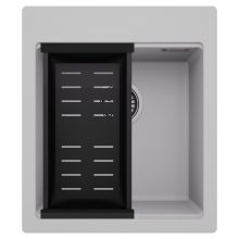 HD Infinity Grey 43 egymedencés gránit mosogatótálca szett, matt fekete csepegtetőkosárral, alpesi szürke színben, szálcsiszolt króm leeresztő szifonnal