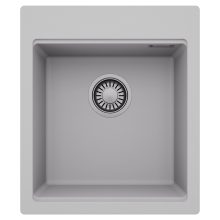 HD Infinity Grey 43 egymedencés gránit mosogatótálca, alpesi szürke színben, szálcsiszolt króm leeresztő szifonnal