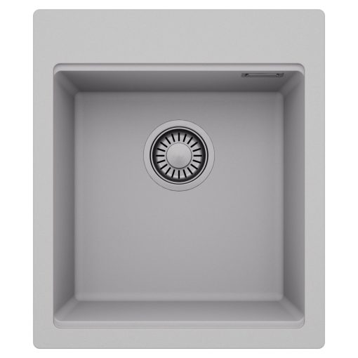 HD Infinity Grey 43 egymedencés gránit mosogatótálca, alpesi szürke színben, szálcsiszolt króm leeresztő szifonnal