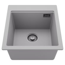 HD Infinity Grey 43 egymedencés gránit mosogatótálca, alpesi szürke színben, szálcsiszolt króm leeresztő szifonnal