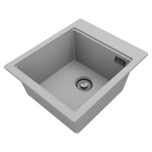 HD Infinity Grey 43 egymedencés gránit mosogatótálca, alpesi szürke színben, szálcsiszolt króm leeresztő szifonnal