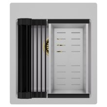 HD Infinity Grey 43 egymedencés gránit mosogatótálca szett, matt fekete csepegtetőráccsal és krómozott kosárral, alpesi szürke színben, szálcsiszolt arany leeresztő szifonnal