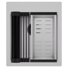 HD Infinity Grey 43 egymedencés gránit mosogatótálca szett, matt fekete csepegtetőráccsal és krómozott kosárral, alpesi szürke színben, matt fekete leeresztő szifonnal