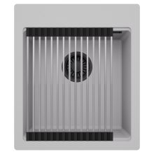 HD Infinity Grey 43 egymedencés gránit mosogatótálca szett, acél csepegtetőráccsal, alpesi szürke színben, matt fekete leeresztő szifonnal