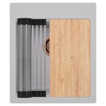 HD Infinity Grey 43 egymedencés gránit mosogatótálca szett, vágódeszkával, acél csepegtetőráccsal, alpesi szürke színben, szálcsiszolt réz leeresztő szifonnal