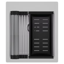 HD Infinity Grey 43 egymedencés gránit mosogatótálca szett, acél csepegtetőráccsal és matt fekete kosárral, alpesi szürke színben