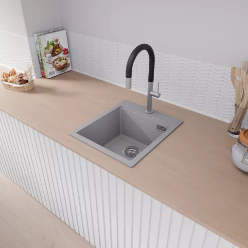 HD Infinity Grey 43 egymedencés gránit mosogatótálca, vágódeszkával, alpesi szürke színben