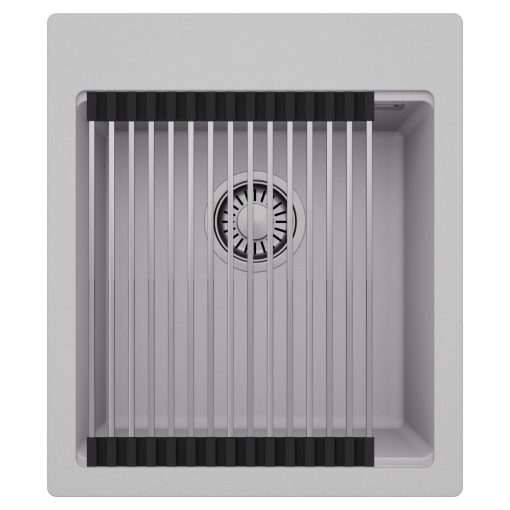 HD Infinity Grey 43 egymedencés gránit mosogatótálca szett, acél csepegtetőráccsal, alpesi szürke színben