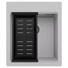 HD Infinity Grey 43 egymedencés gránit mosogatótálca szett, matt fekete csepegtetőkosárral, alpesi szürke színben
