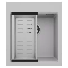HD Infinity Grey 43 egymedencés gránit mosogatótálca szett, acél csepegtetőkosárral, alpesi szürke színben