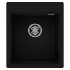   HD Infinity Black 43 egymedencés gránit mosogatótálca, matt fekete színben, szálcsiszolt króm leeresztő szifonnal